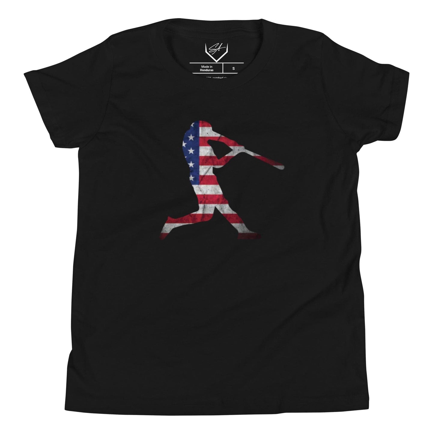 American Flag Baseball Batter - Youth Tee - SA Apparel