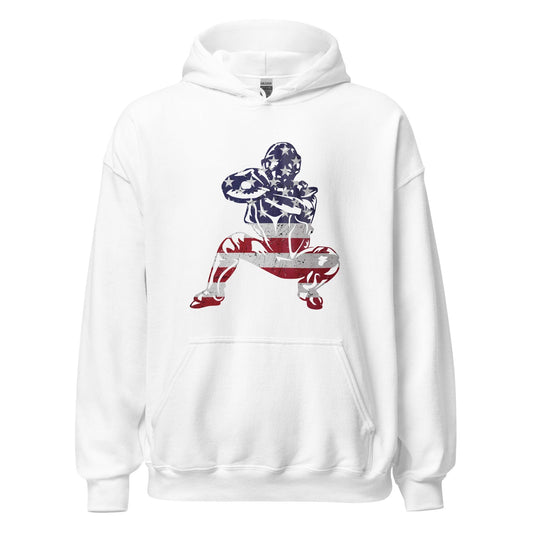 American Flag Baseball Catcher - Adult Hoodie - SA Apparel