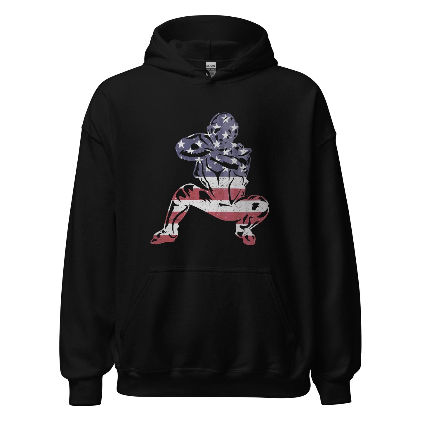 American Flag Baseball Catcher - Adult Hoodie - SA Apparel