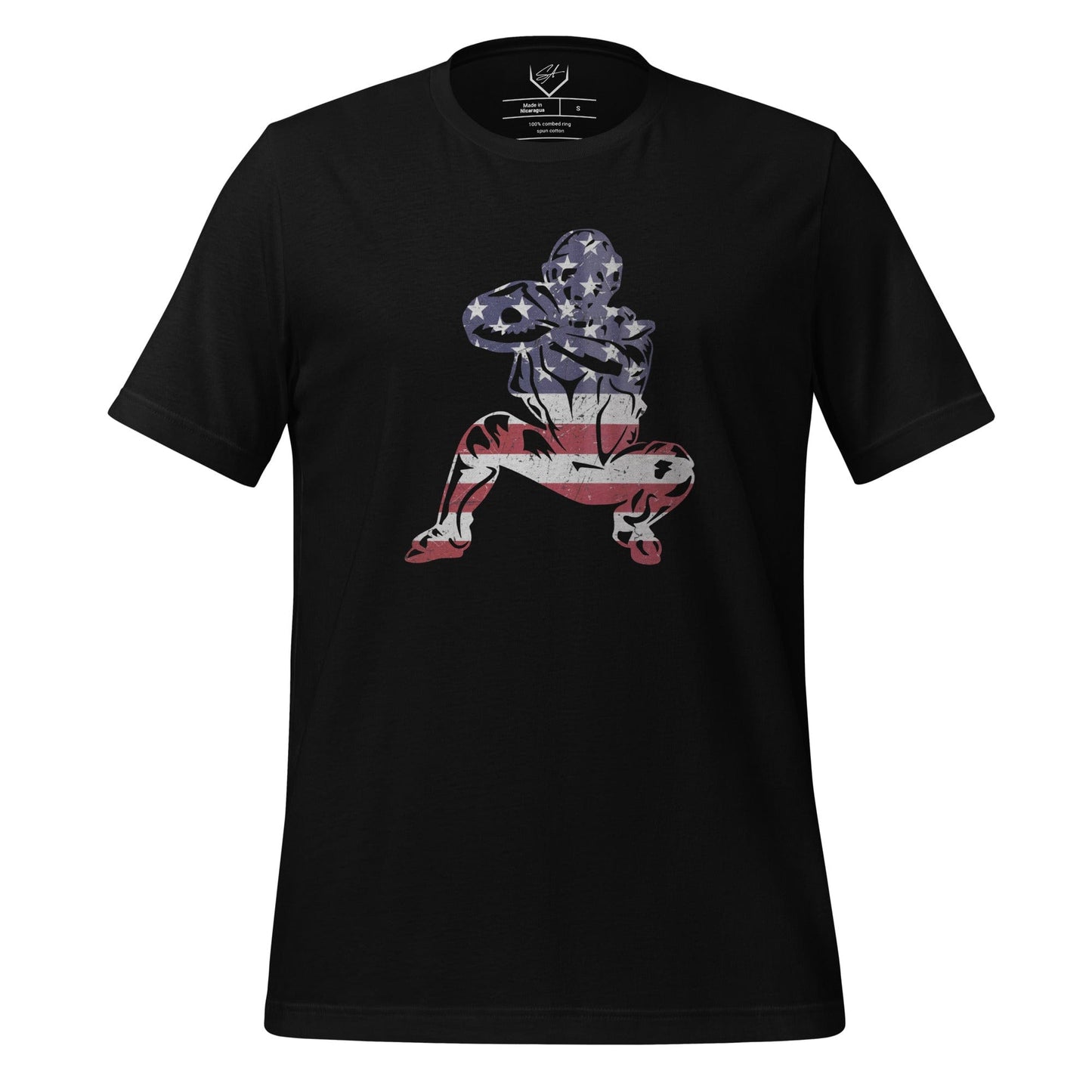 American Flag Baseball Catcher - Adult Tee - SA Apparel