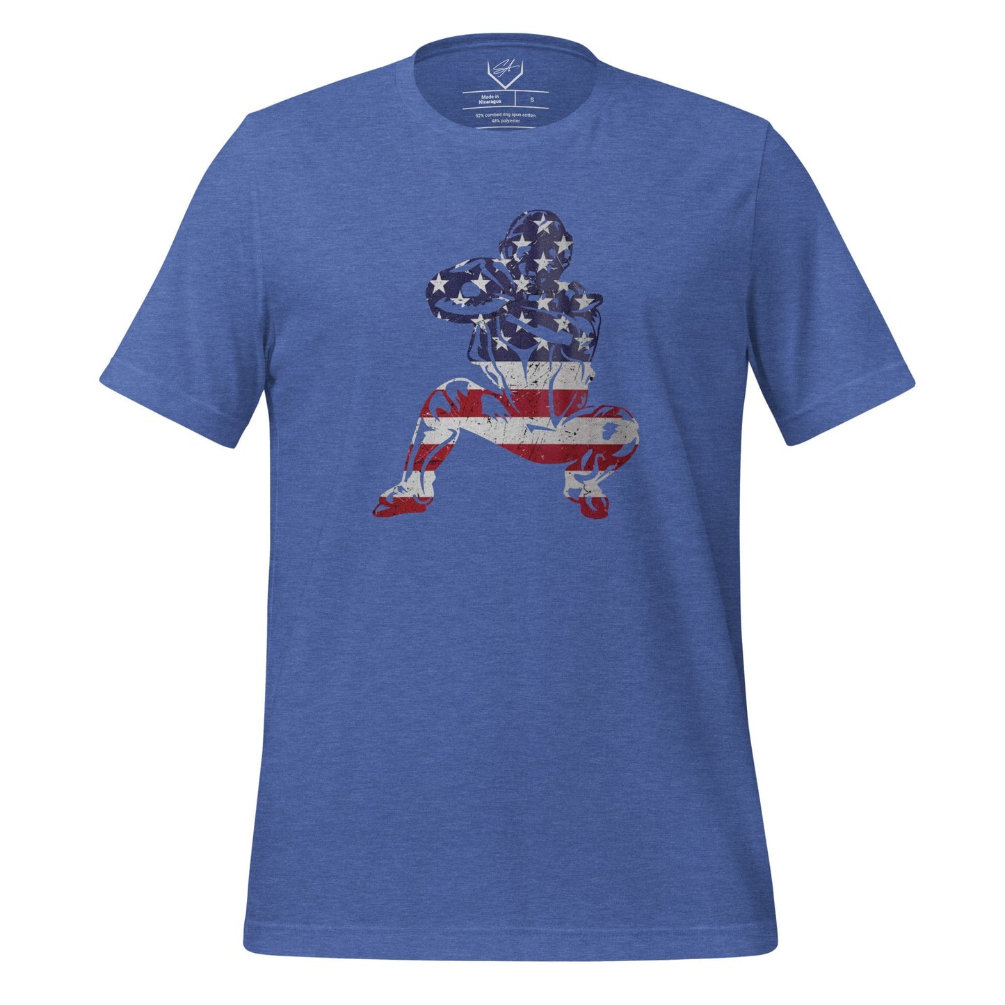 American Flag Baseball Catcher - Adult Tee - SA Apparel