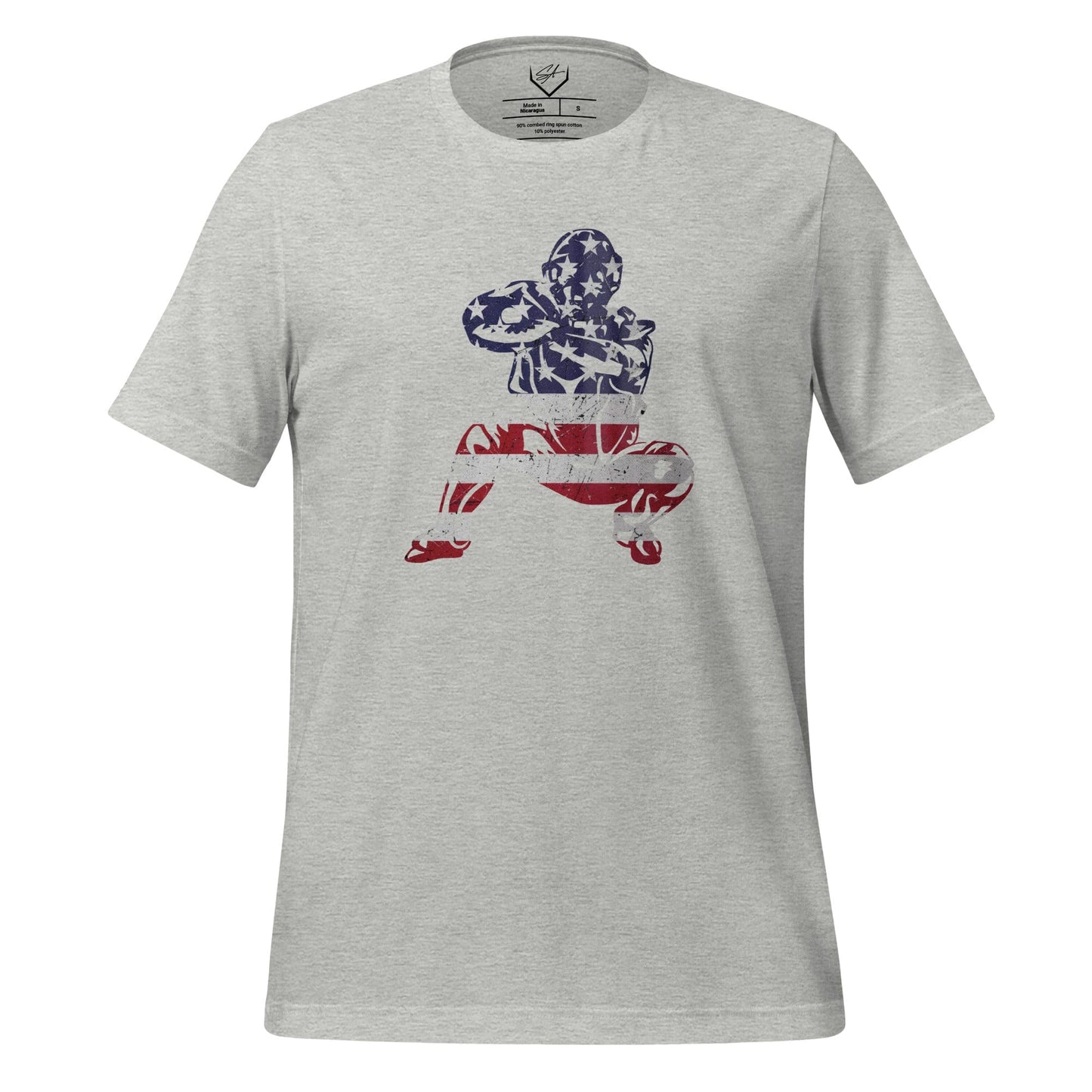 American Flag Baseball Catcher - Adult Tee - SA Apparel