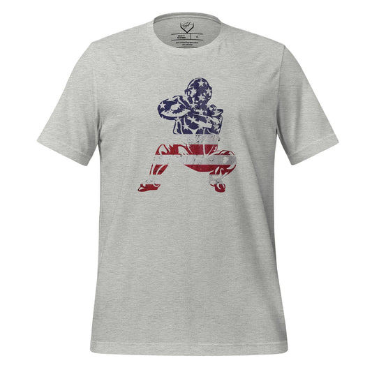 American Flag Baseball Catcher - Adult Tee - SA Apparel