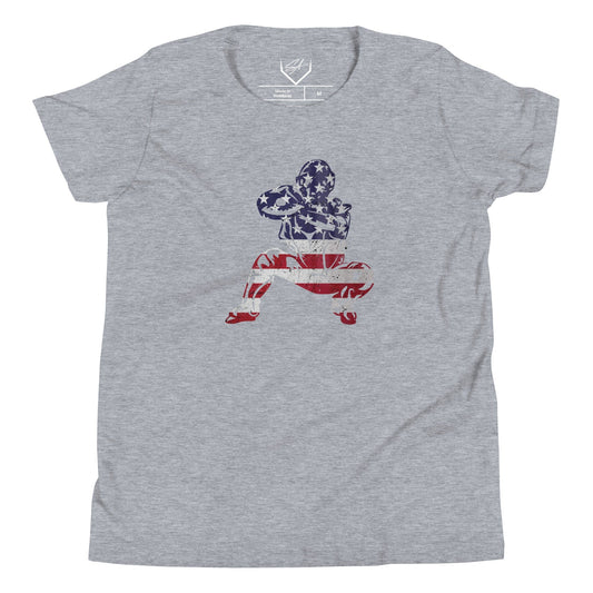 American Flag Baseball Catcher - Youth Tee - SA Apparel