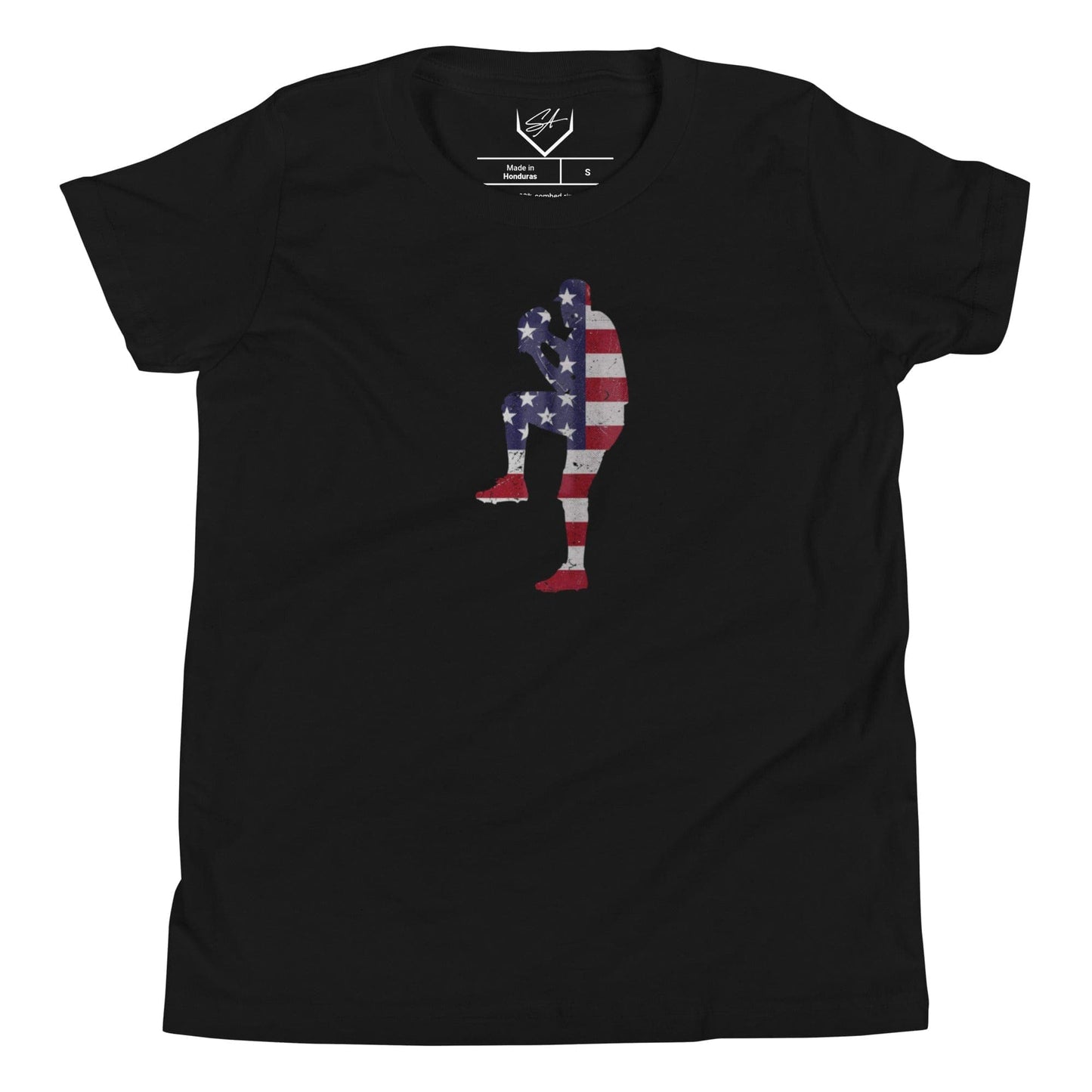 American Flag Baseball Pitcher - Youth Tee - SA Apparel