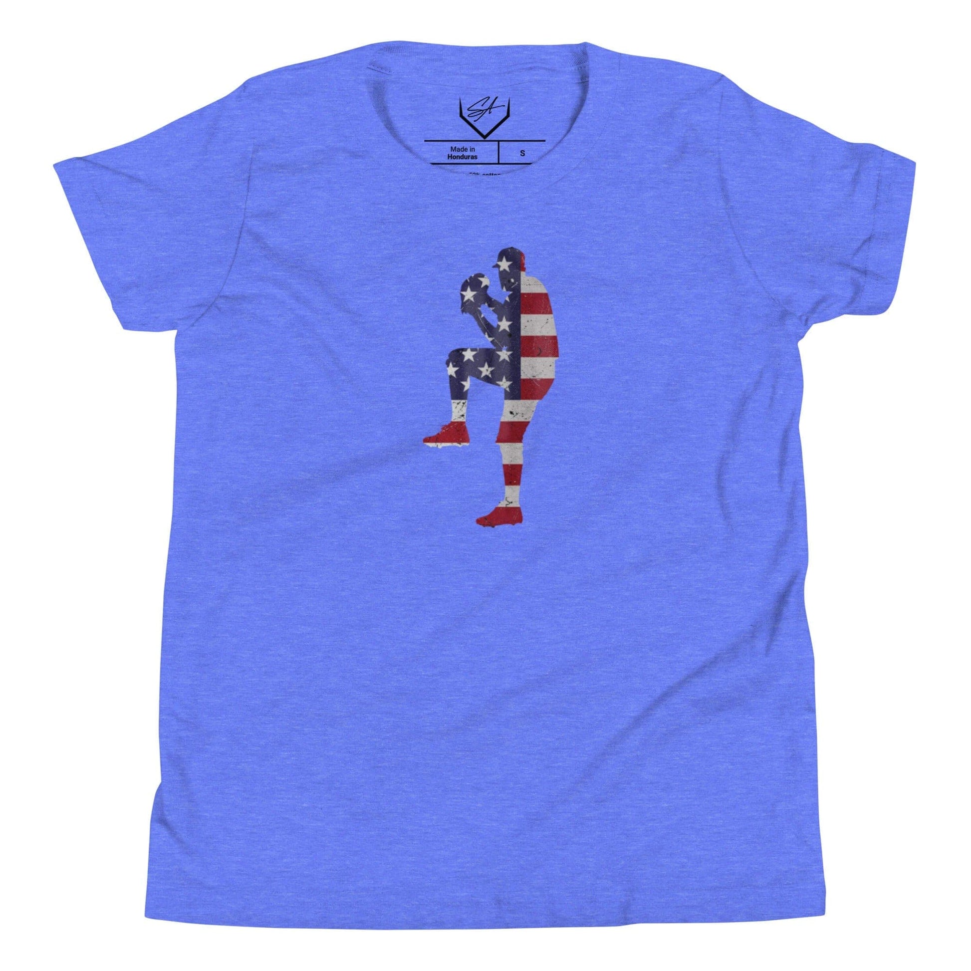 American Flag Baseball Pitcher - Youth Tee - SA Apparel