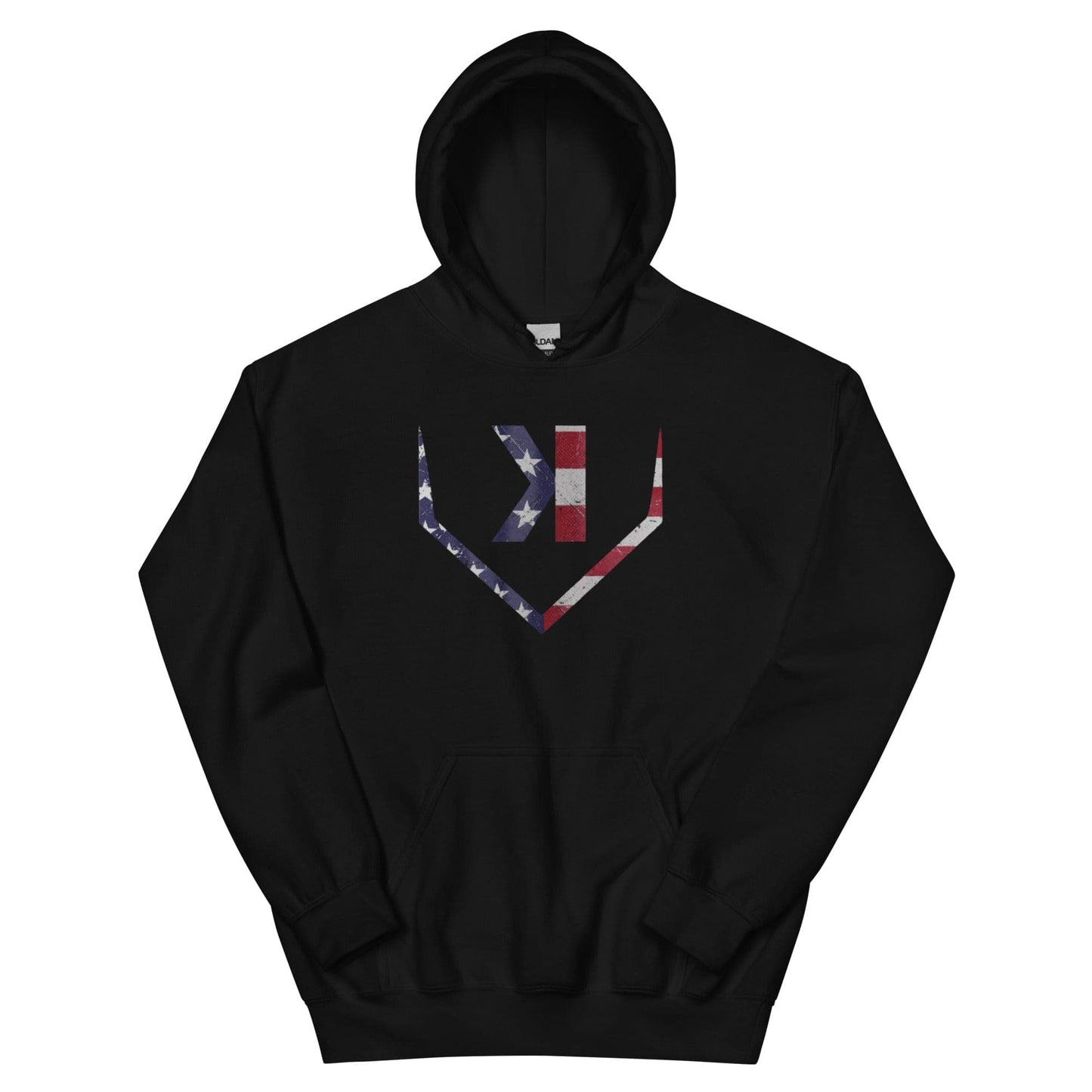 American Flag Home Plate Distressed - Adult Hoodie - SA Apparel