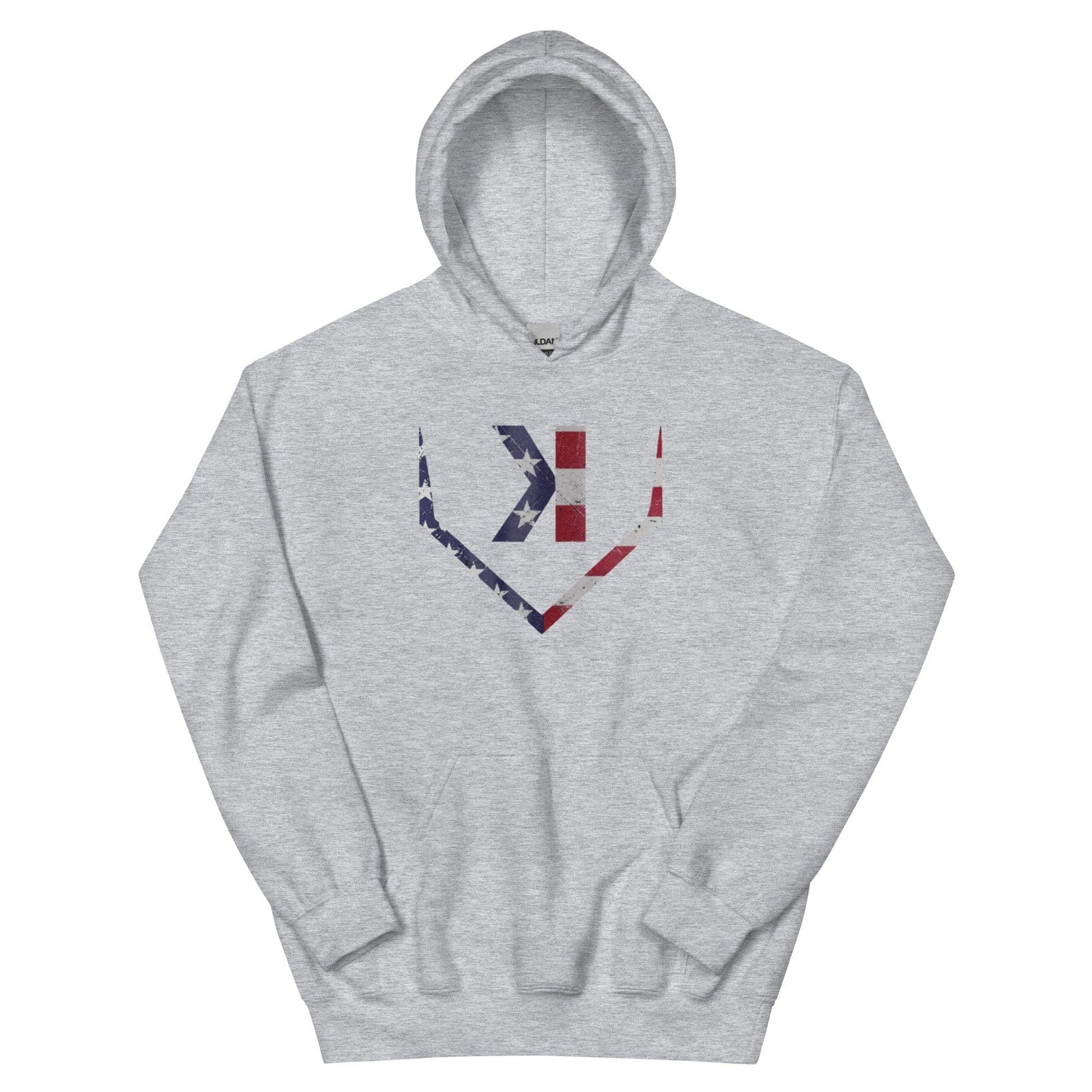 American Flag Home Plate Distressed - Adult Hoodie - SA Apparel