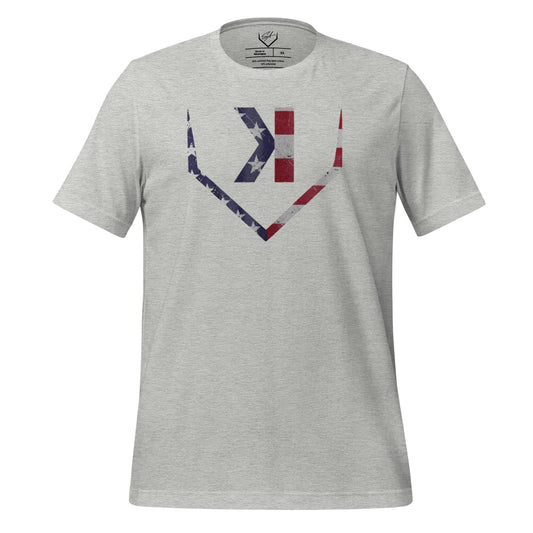 American Flag Home Plate Distressed - Adult Tee - SA Apparel