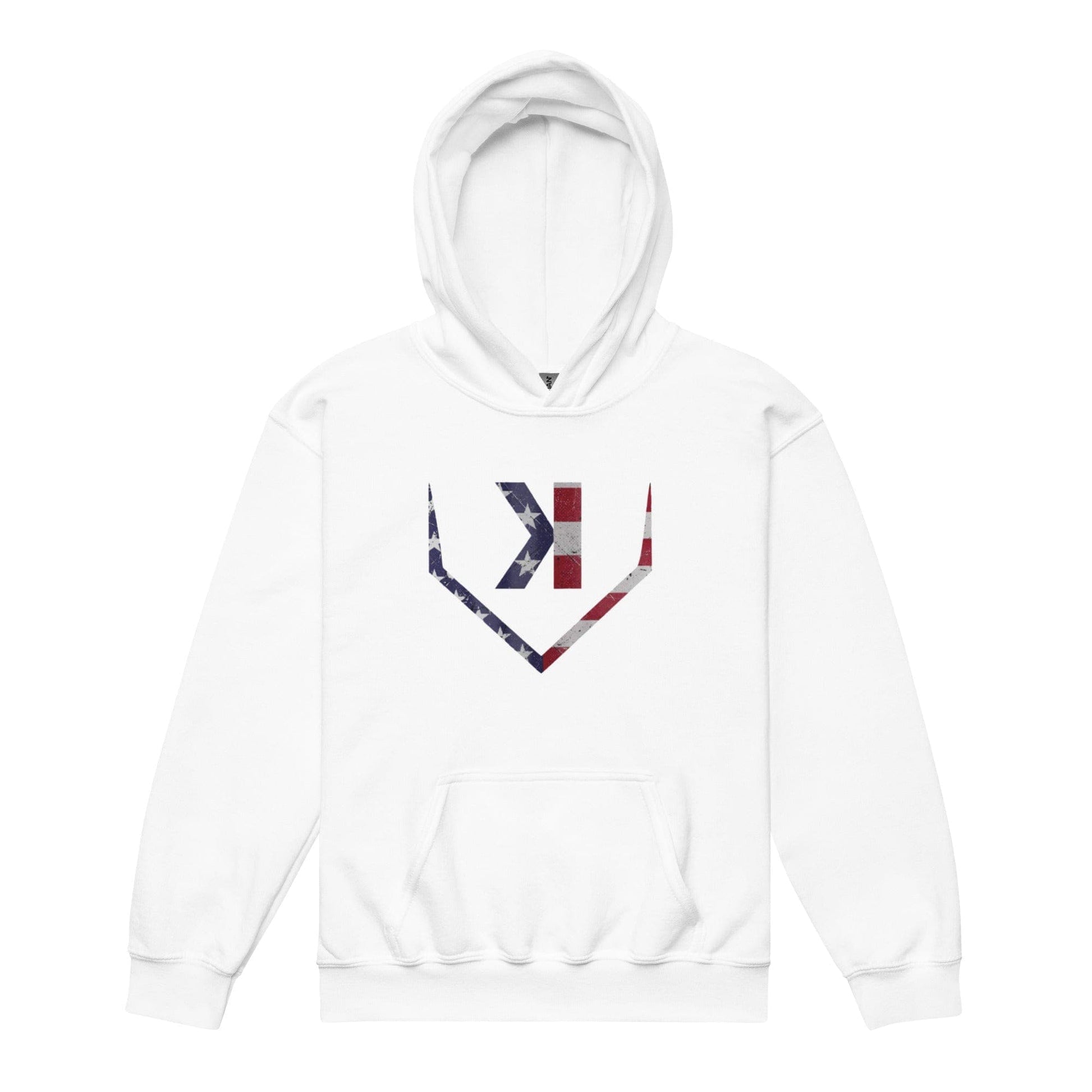 American Flag Home Plate Distressed - Youth Hoodie - SA Apparel