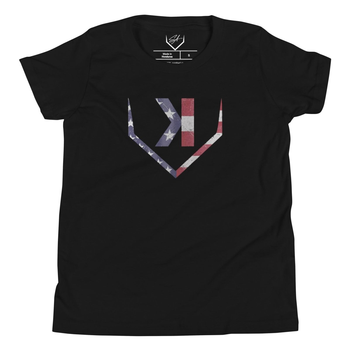 American Flag Home Plate Distressed - Youth Tee - SA Apparel