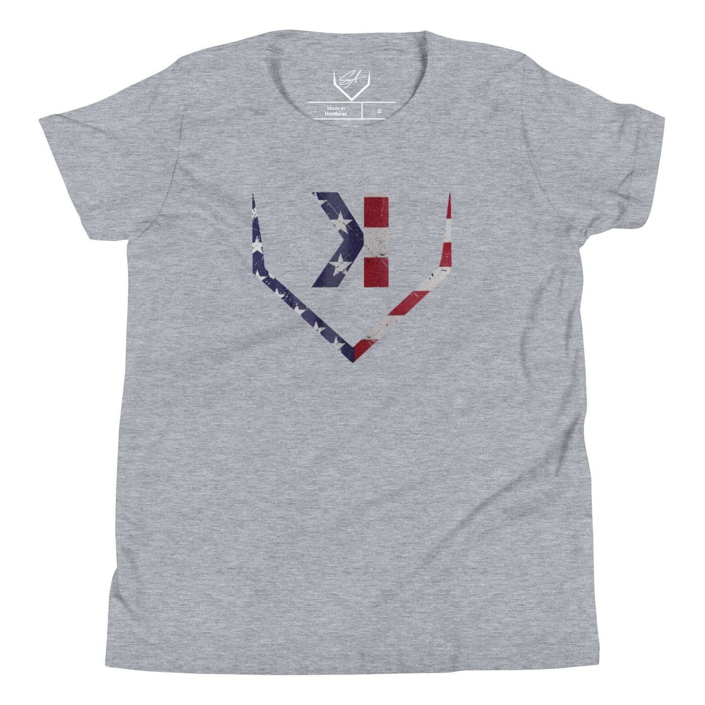 American Flag Home Plate Distressed - Youth Tee - SA Apparel