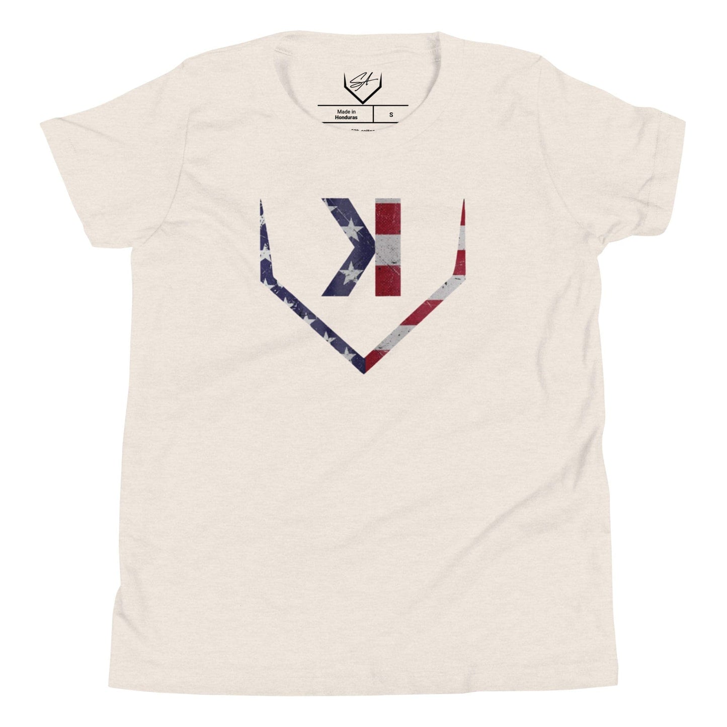 American Flag Home Plate Distressed - Youth Tee - SA Apparel