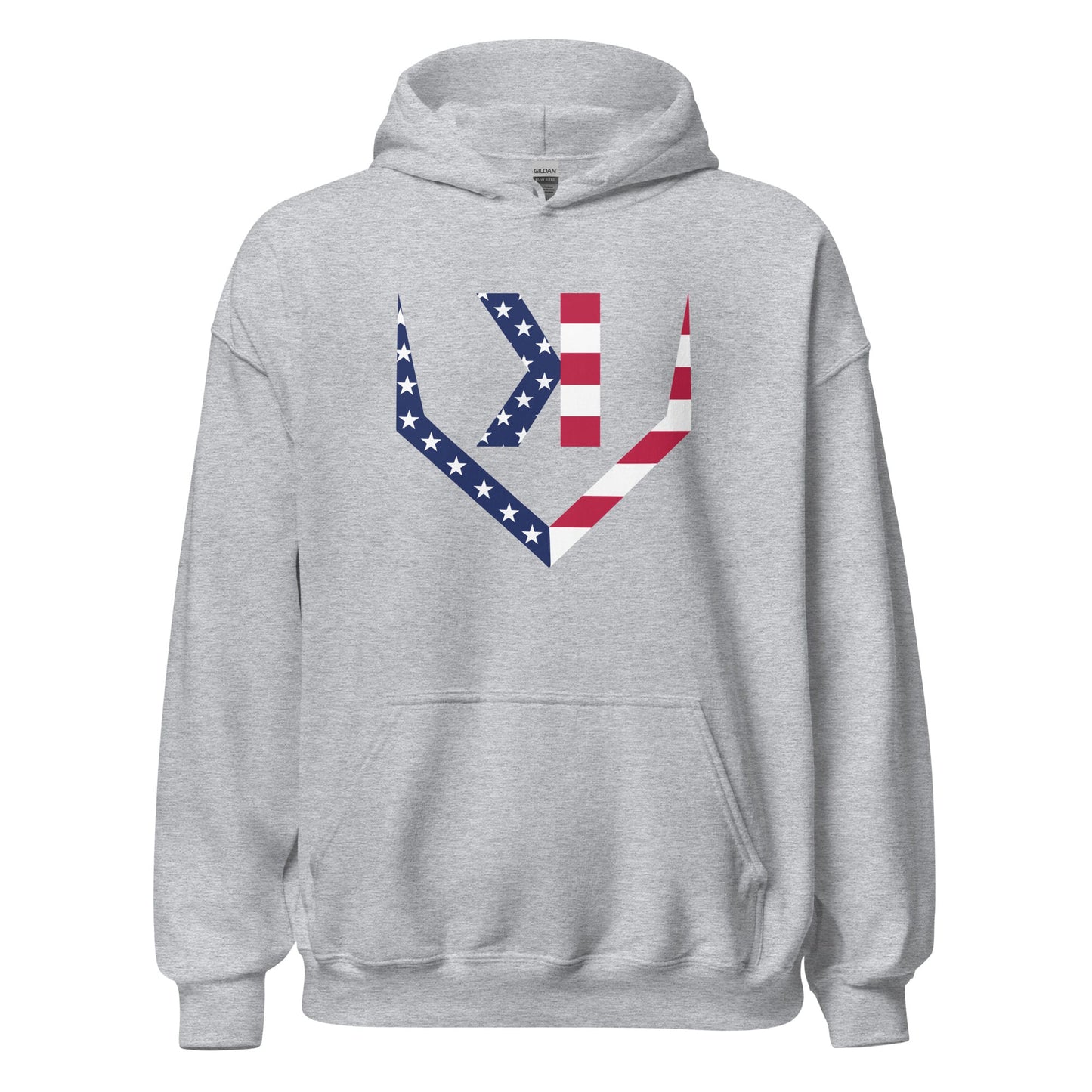 American Flag Home Plate Non - Distressed - Adult Hoodie - SA Apparel