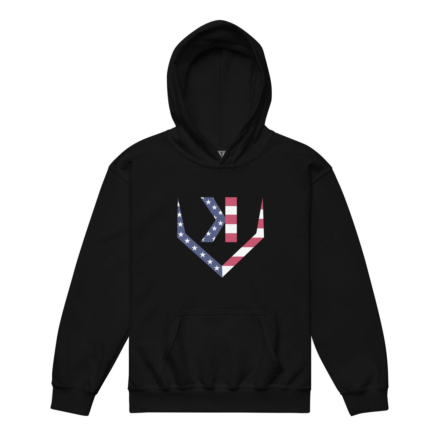 American Flag Home Plate Non - Distressed - Youth Hoodie - SA Apparel
