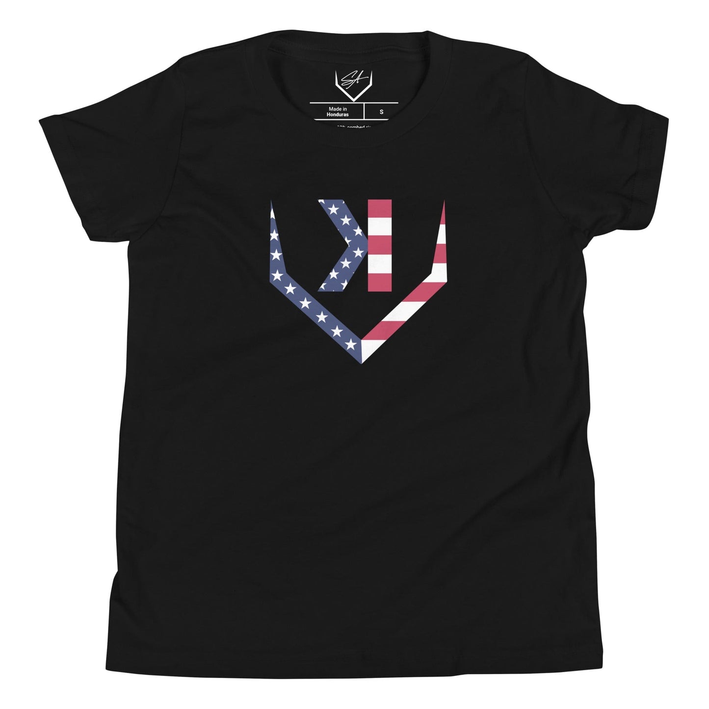 American Flag Home Plate Non - Distressed - Youth Tee - SA Apparel