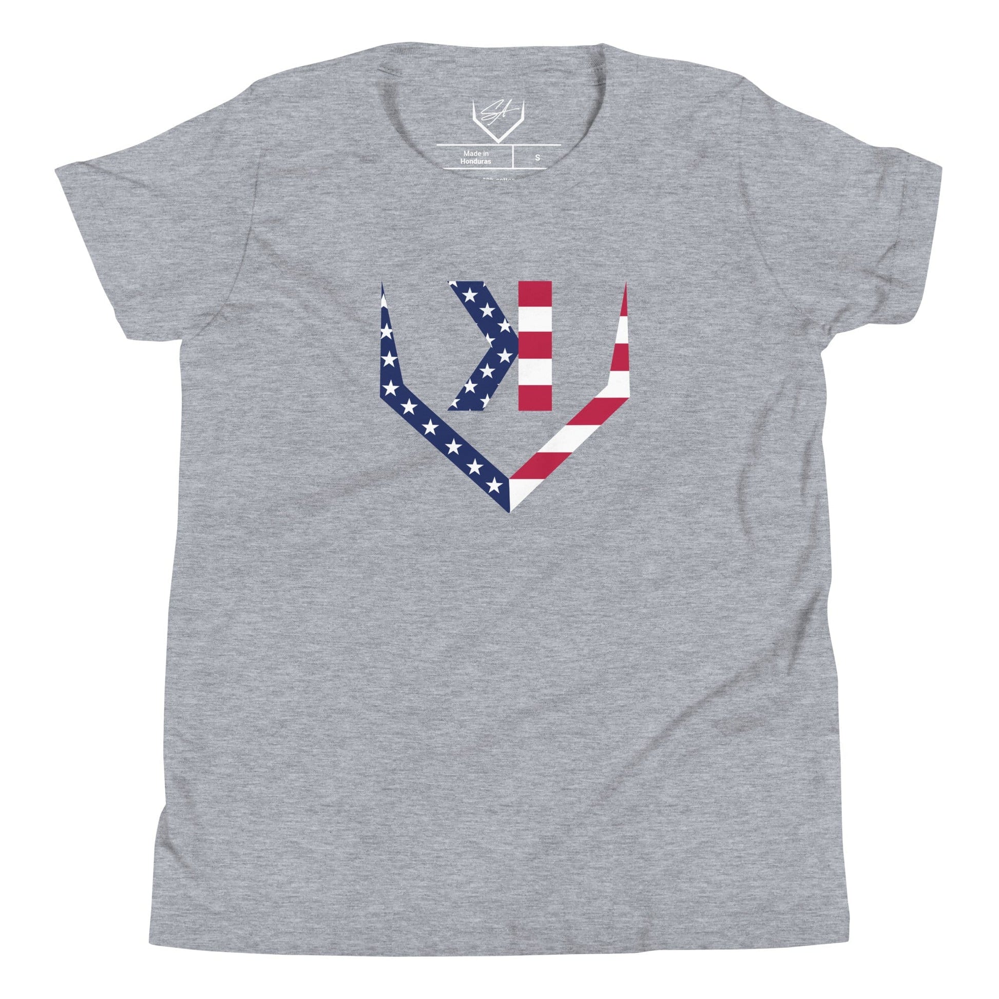 American Flag Home Plate Non - Distressed - Youth Tee - SA Apparel