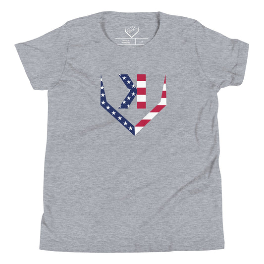 American Flag Home Plate Non - Distressed - Youth Tee - SA Apparel