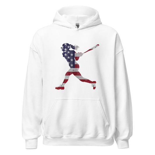 American Flag Softball Batter - Adult Hoodie - SA Apparel