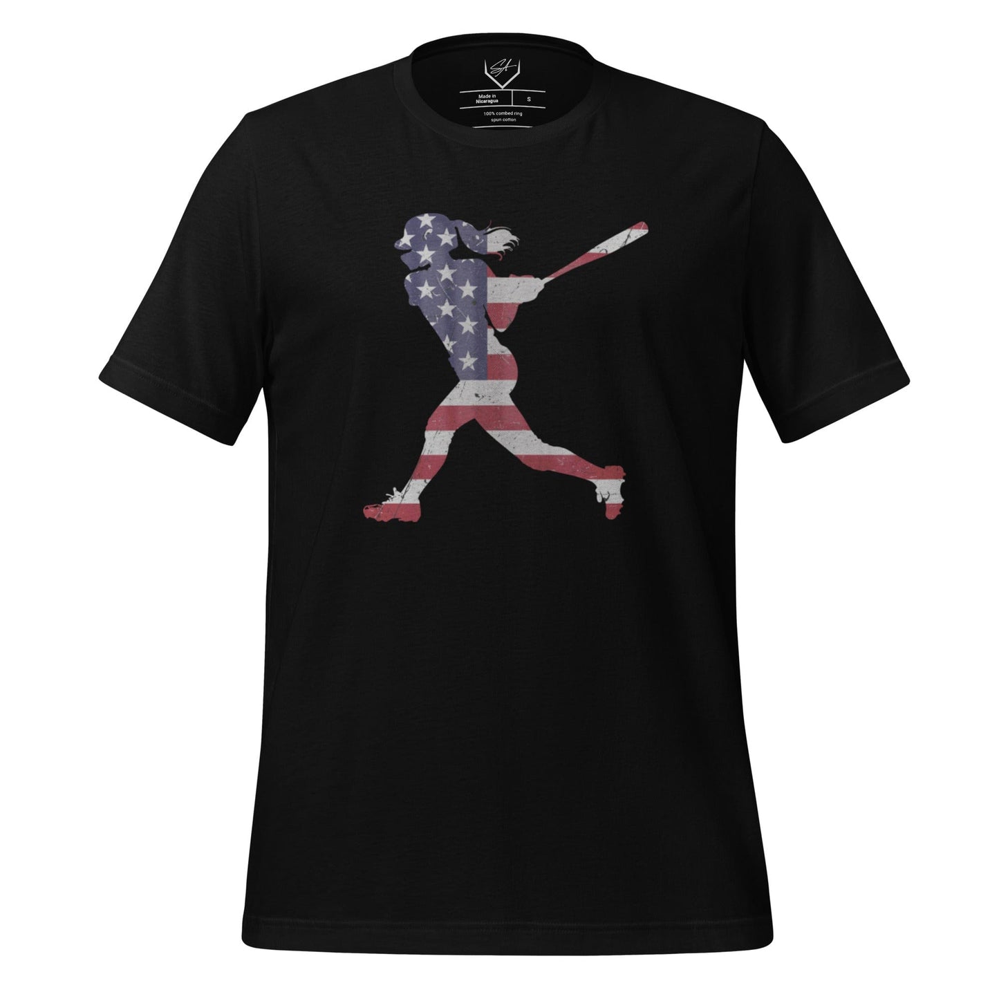 American Flag Softball Batter - Adult Tee - SA Apparel