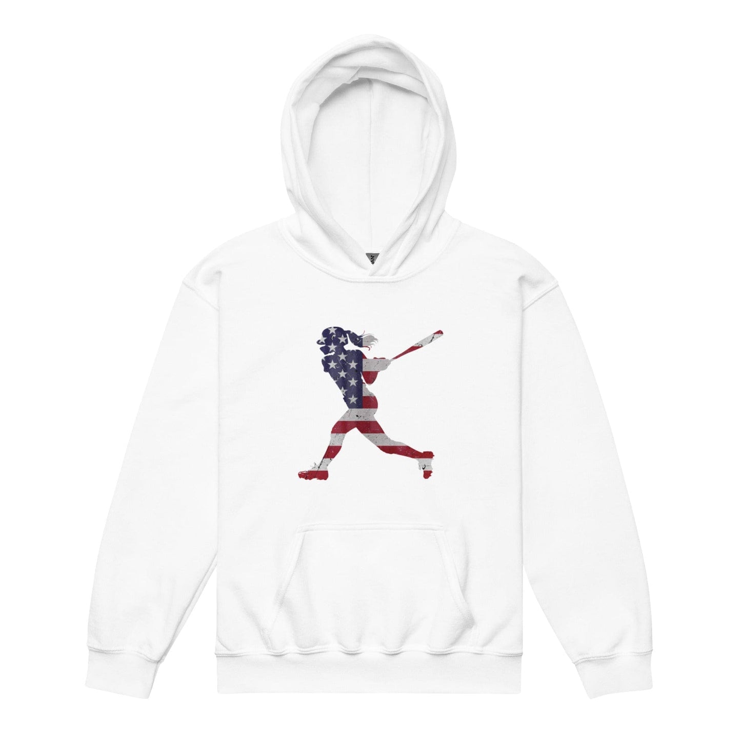 American Flag Softball Batter - Youth Hoodie - SA Apparel