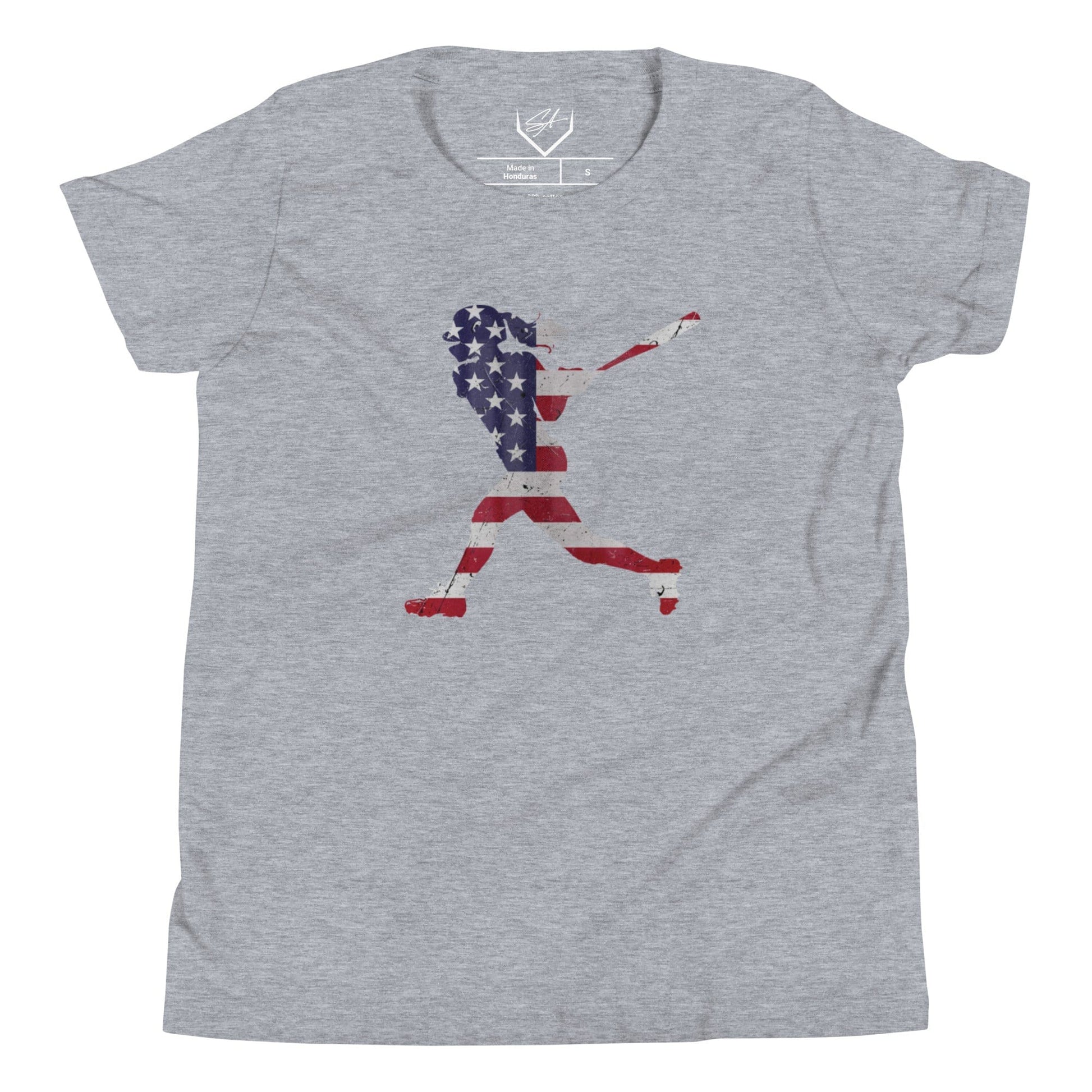 American Flag Softball Batter - Youth Tee - SA Apparel