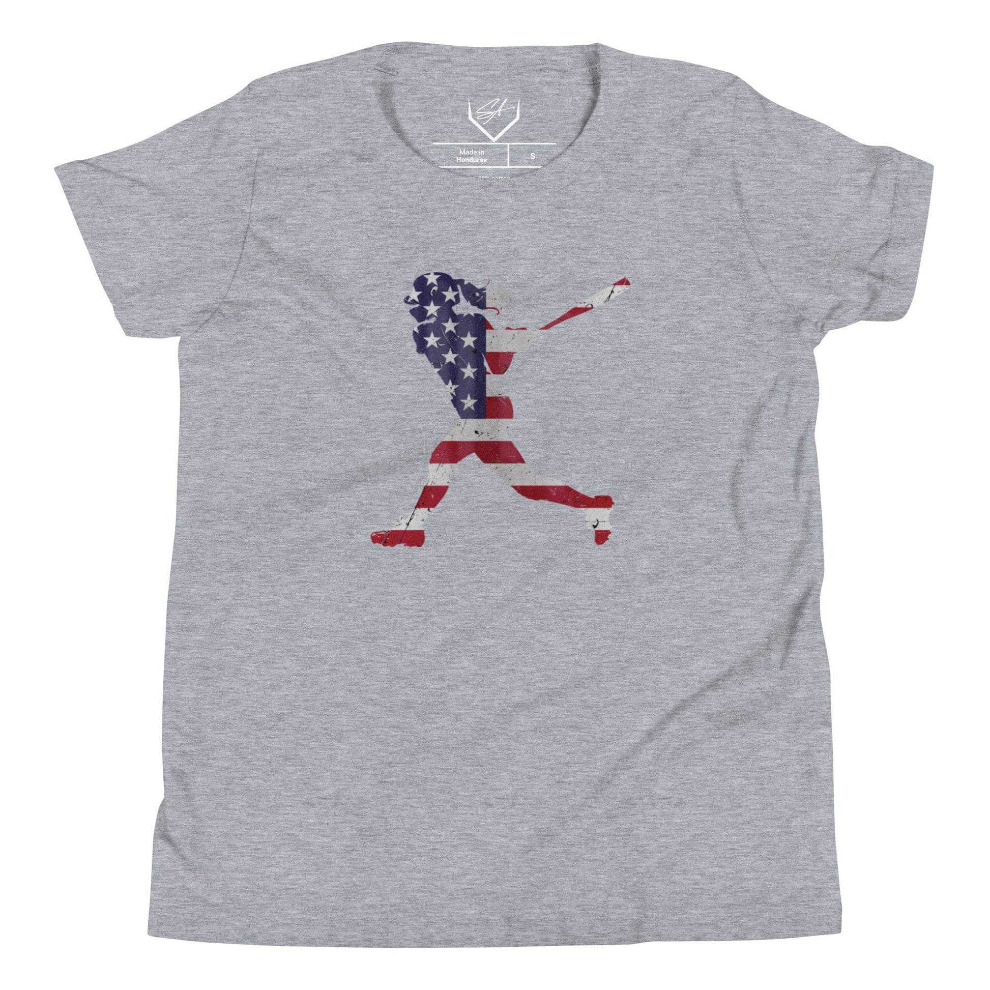 American Flag Softball Batter - Youth Tee - SA Apparel