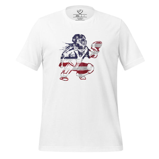 American Flag Softball Catcher - Adult Tee - SA Apparel