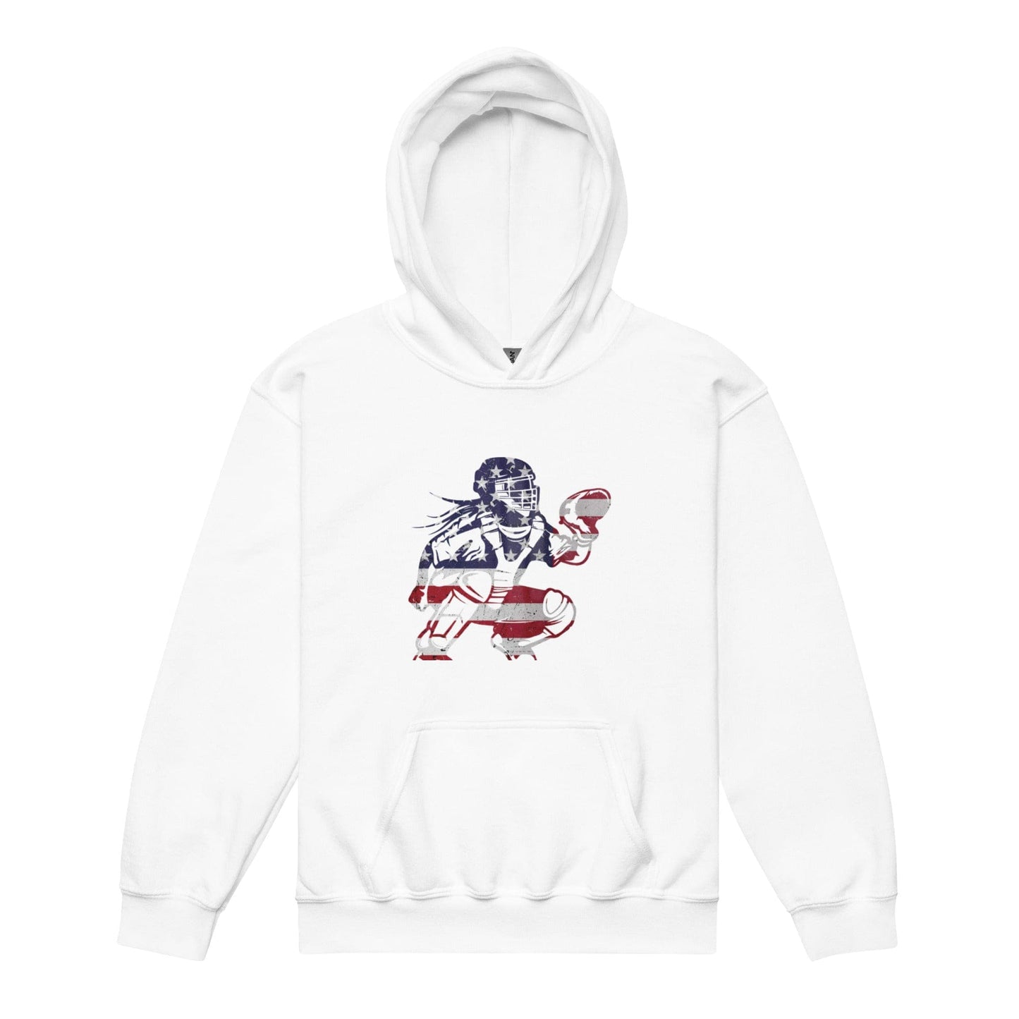 American Flag Softball Catcher - Youth Hoodie - SA Apparel