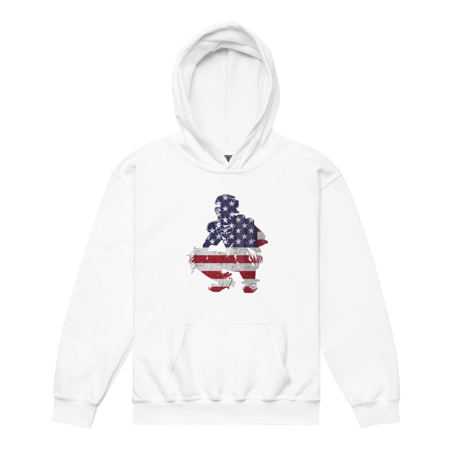 American Flag Softball Catcher - Youth Hoodie - SA Apparel