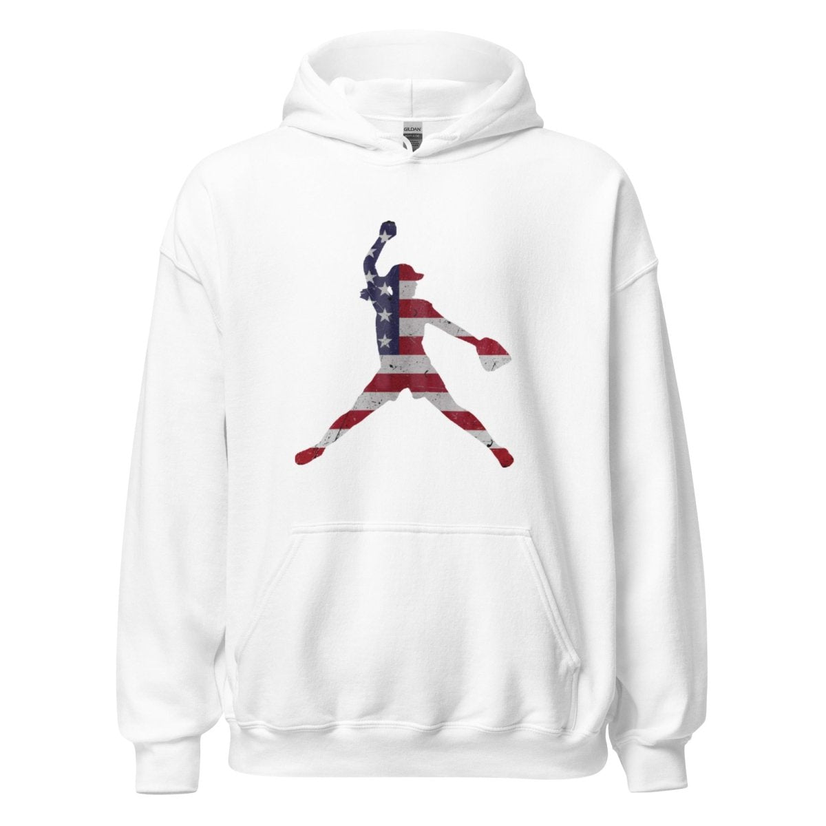 American Flag Softball Pitcher - Adult Hoodie - SA Apparel