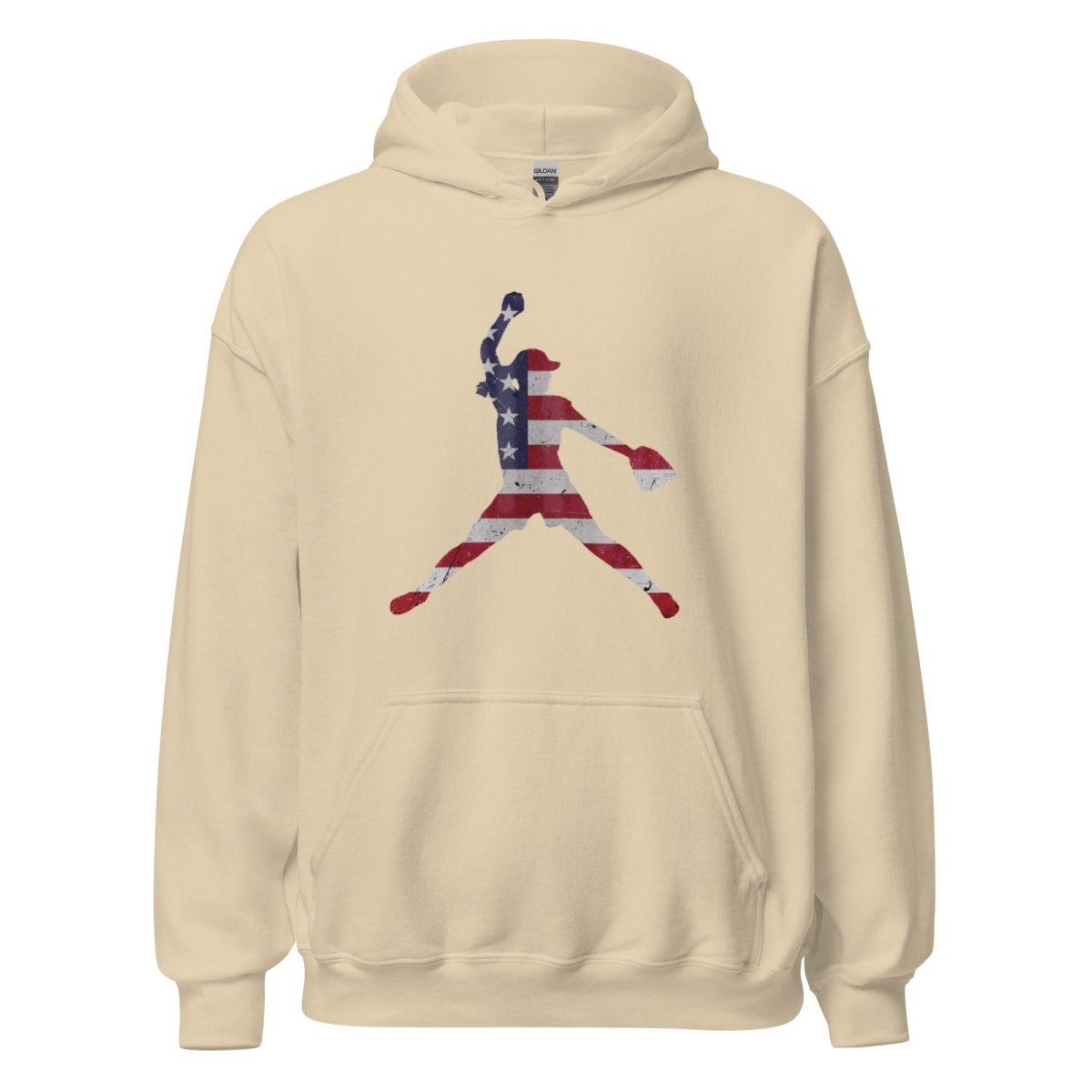American Flag Softball Pitcher - Adult Hoodie - SA Apparel