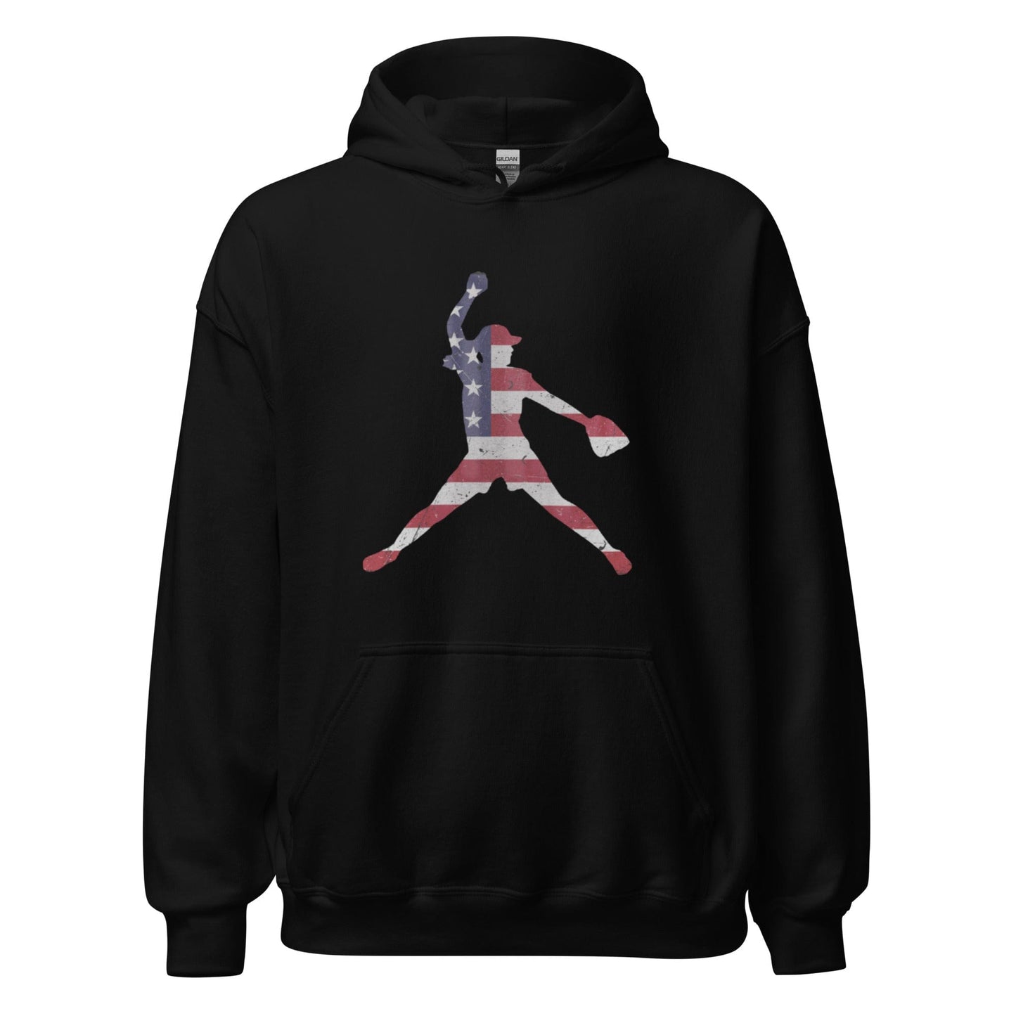 American Flag Softball Pitcher - Adult Hoodie - SA Apparel