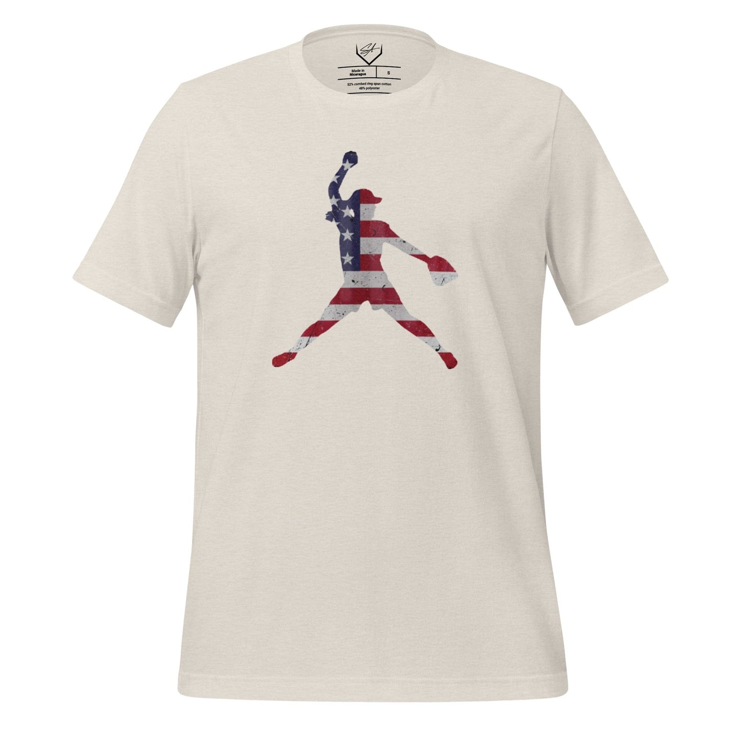 American Flag Softball Pitcher - Adult Tee - SA Apparel