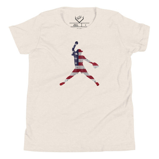 American Flag Softball Pitcher - Youth Tee - SA Apparel