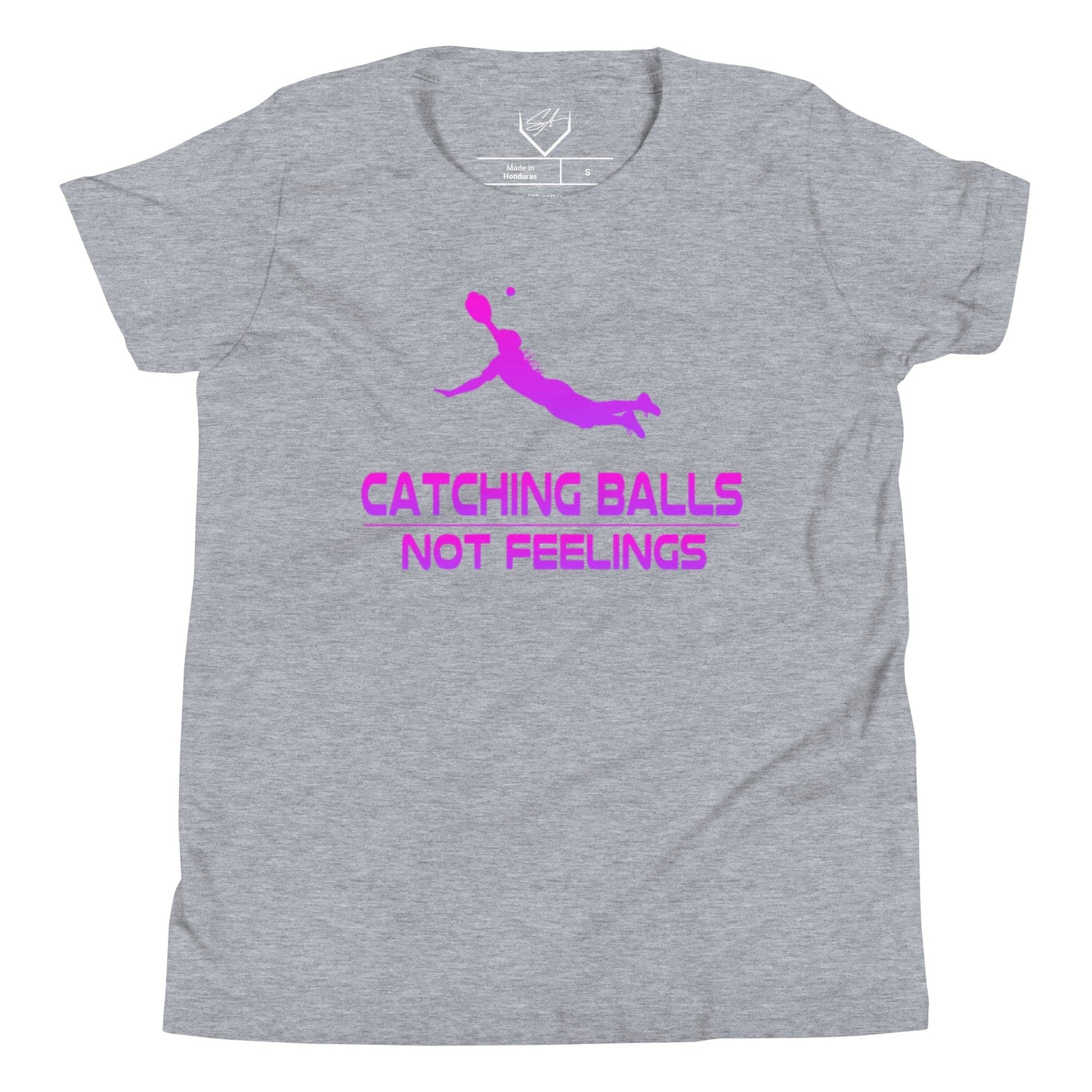 Catching Balls Not Feelings Softball Ombre - Youth Tee - SA Apparel
