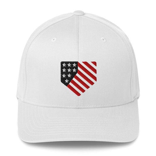 SA Apparel Flexfit Hat White / S/M Flag Home Plate - Flexfit Hat