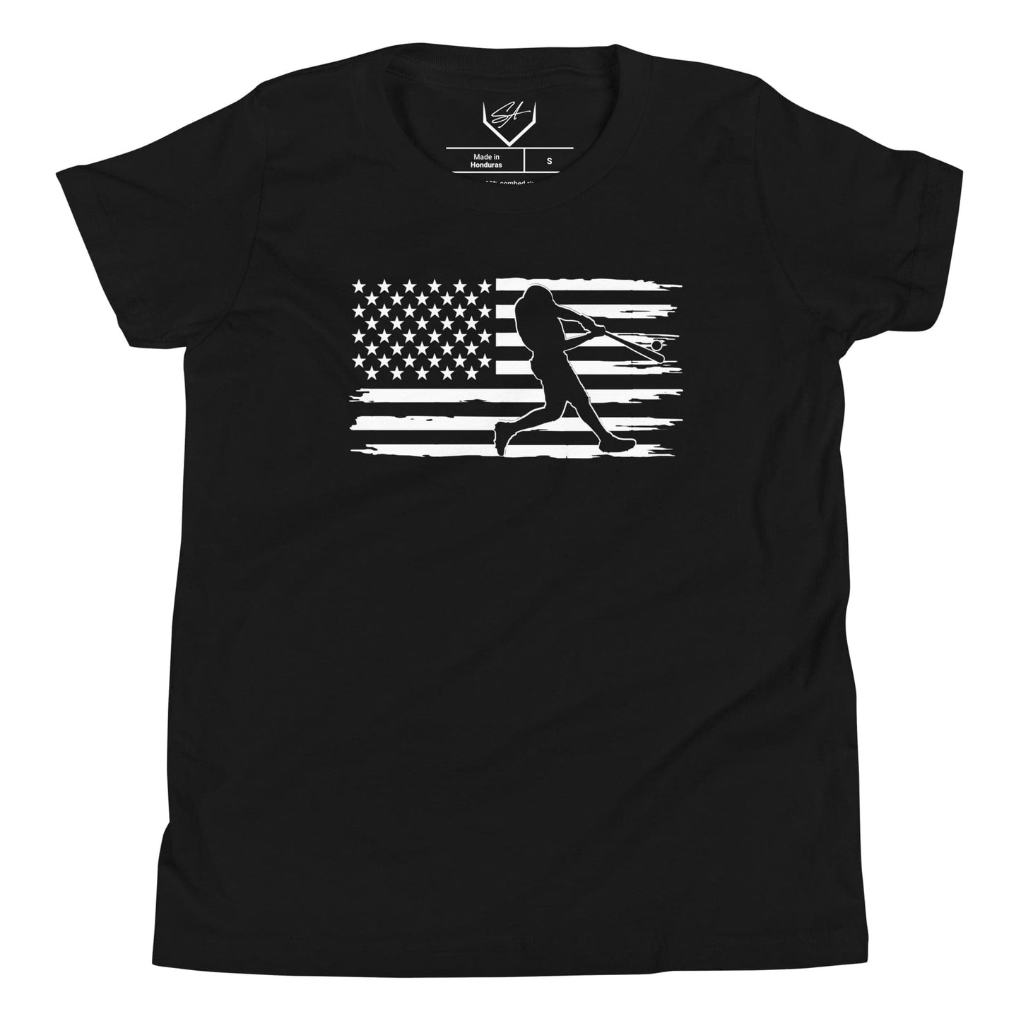Flag Baseball Batter - Youth Tee - SA Apparel