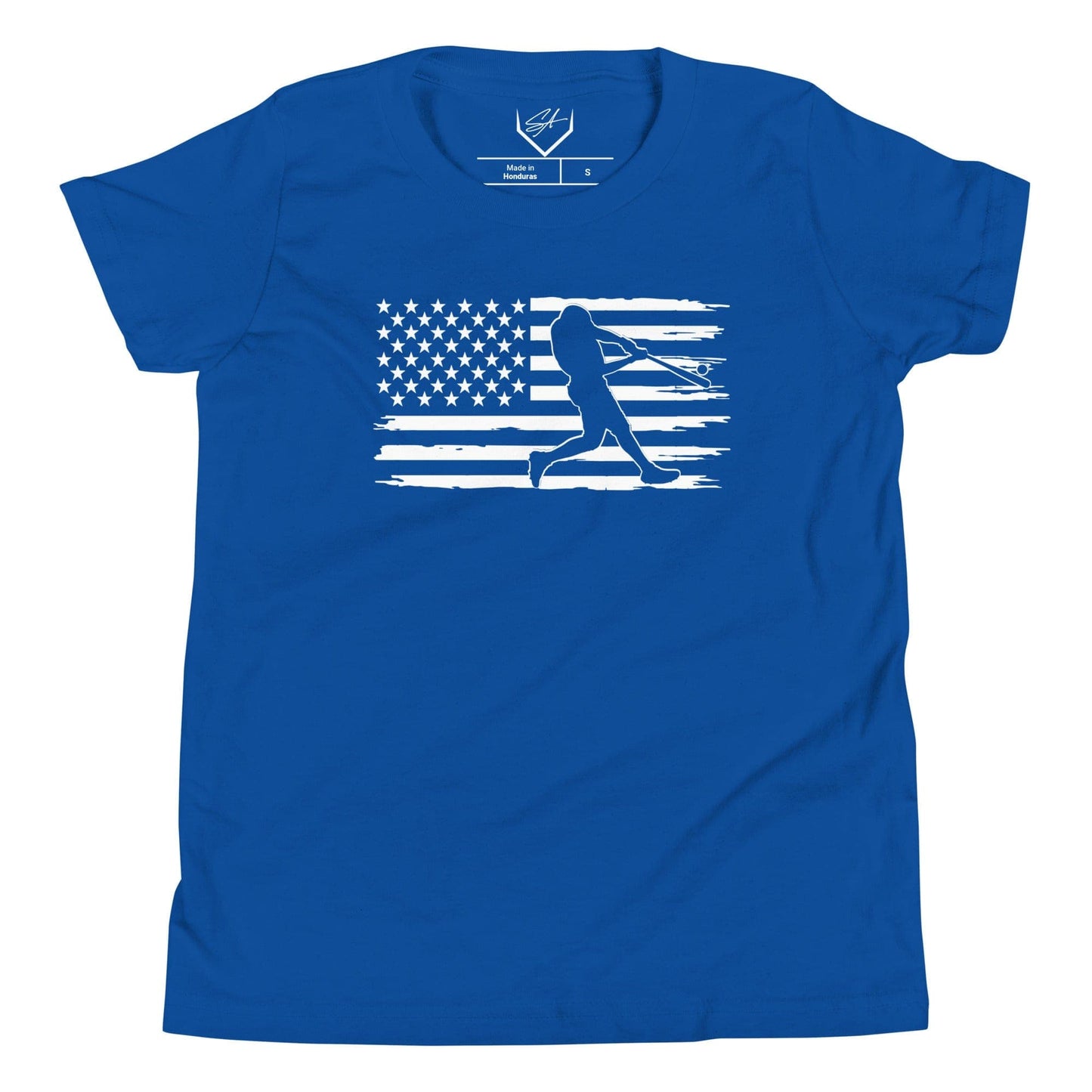 Flag Baseball Batter - Youth Tee - SA Apparel