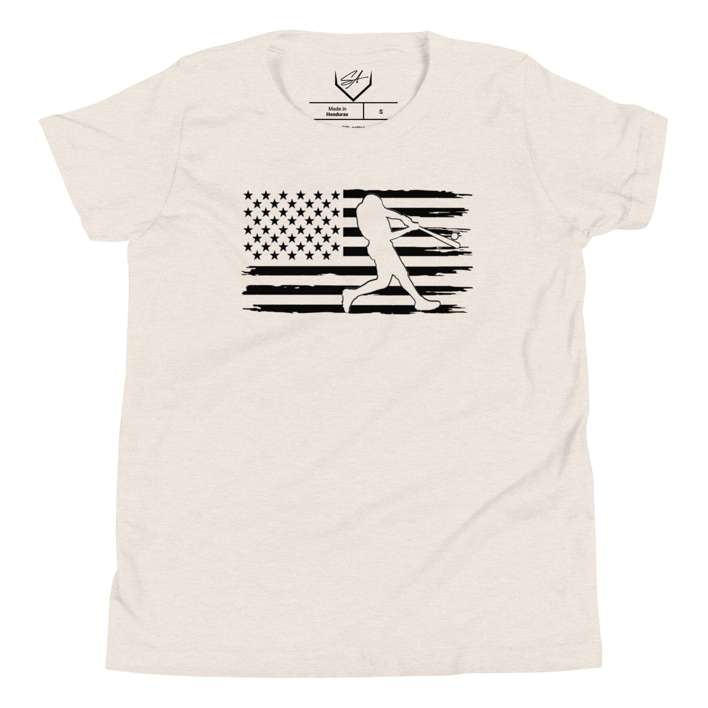 Flag Baseball Batter - Youth Tee - SA Apparel