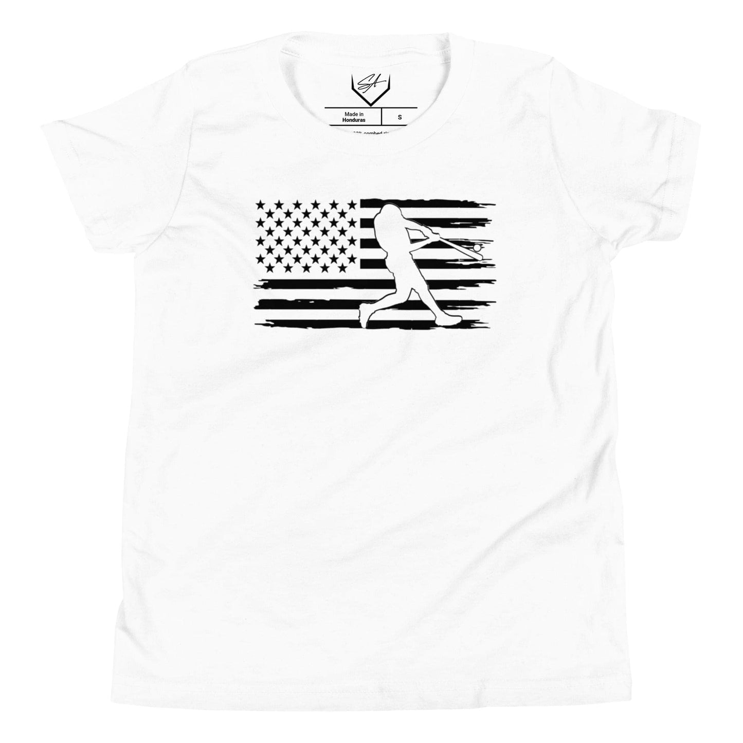Flag Baseball Batter - Youth Tee - SA Apparel