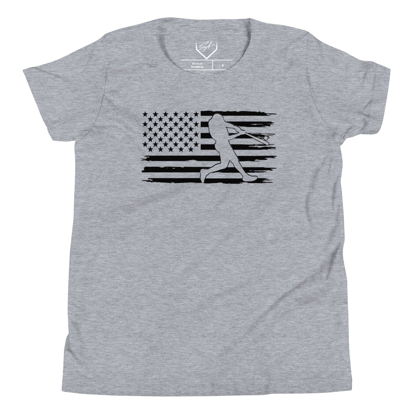 Flag Baseball Batter - Youth Tee - SA Apparel