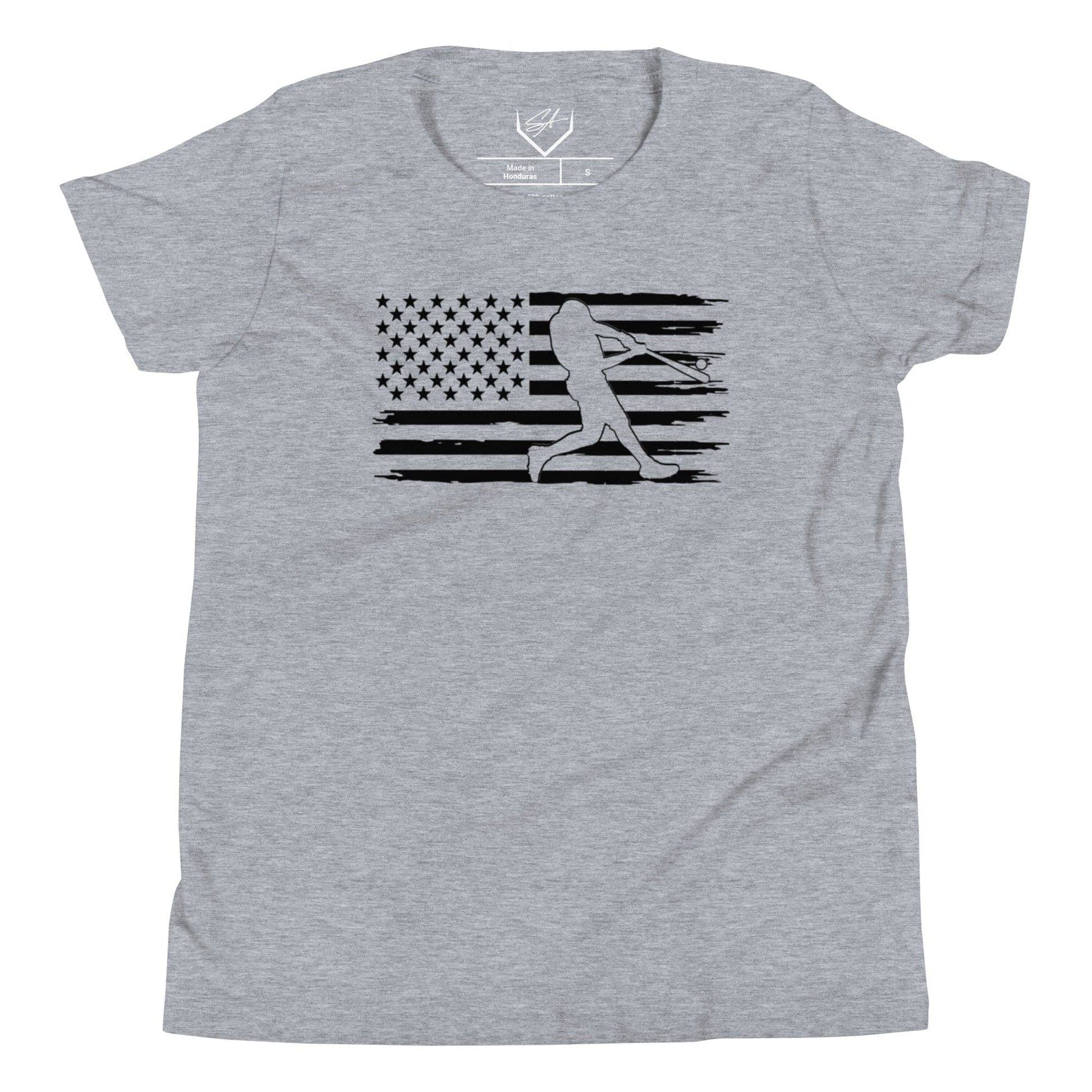 Flag Baseball Batter - Youth Tee - SA Apparel