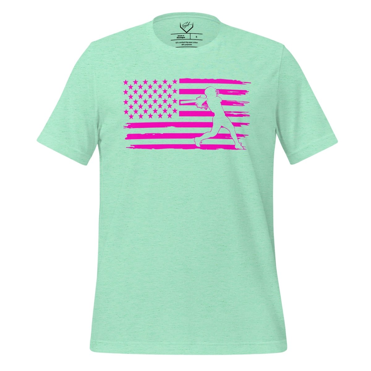 Flag Softball Batter Pink - Adult Tee - SA Apparel