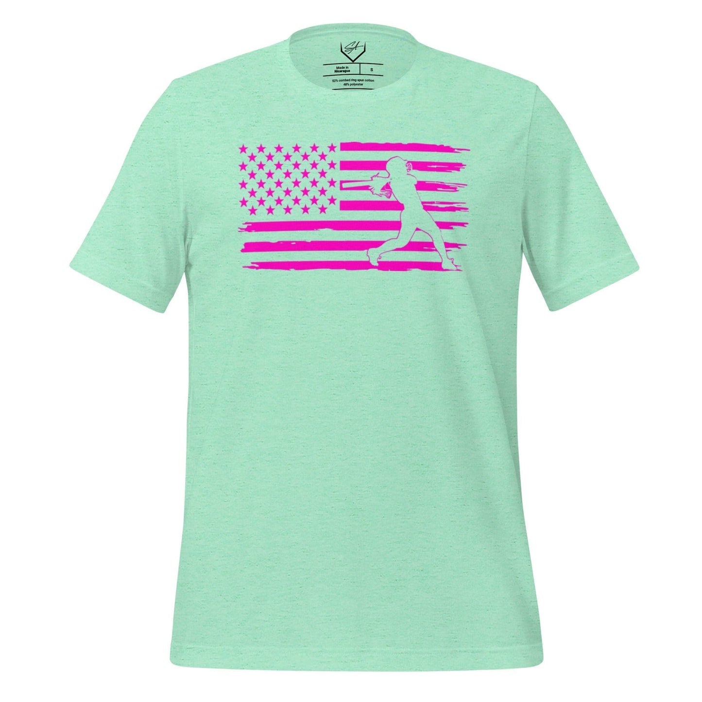 Flag Softball Batter Pink - Adult Tee - SA Apparel