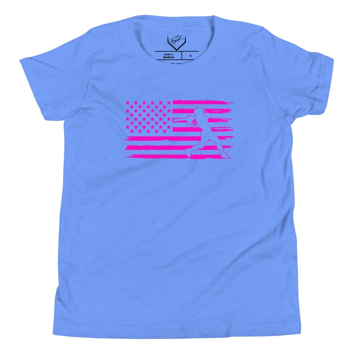 Flag Softball Batter Pink - Youth Tee - SA Apparel