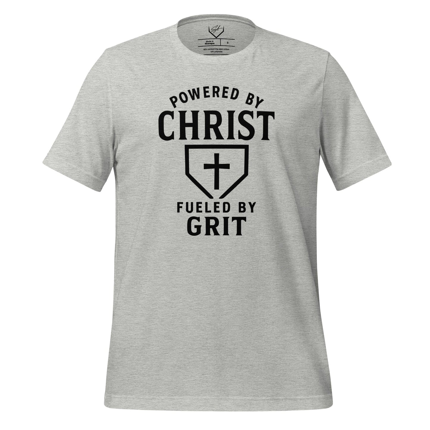 Powered By Christ, Fueled By Grit - Adult Tee - SA Apparel