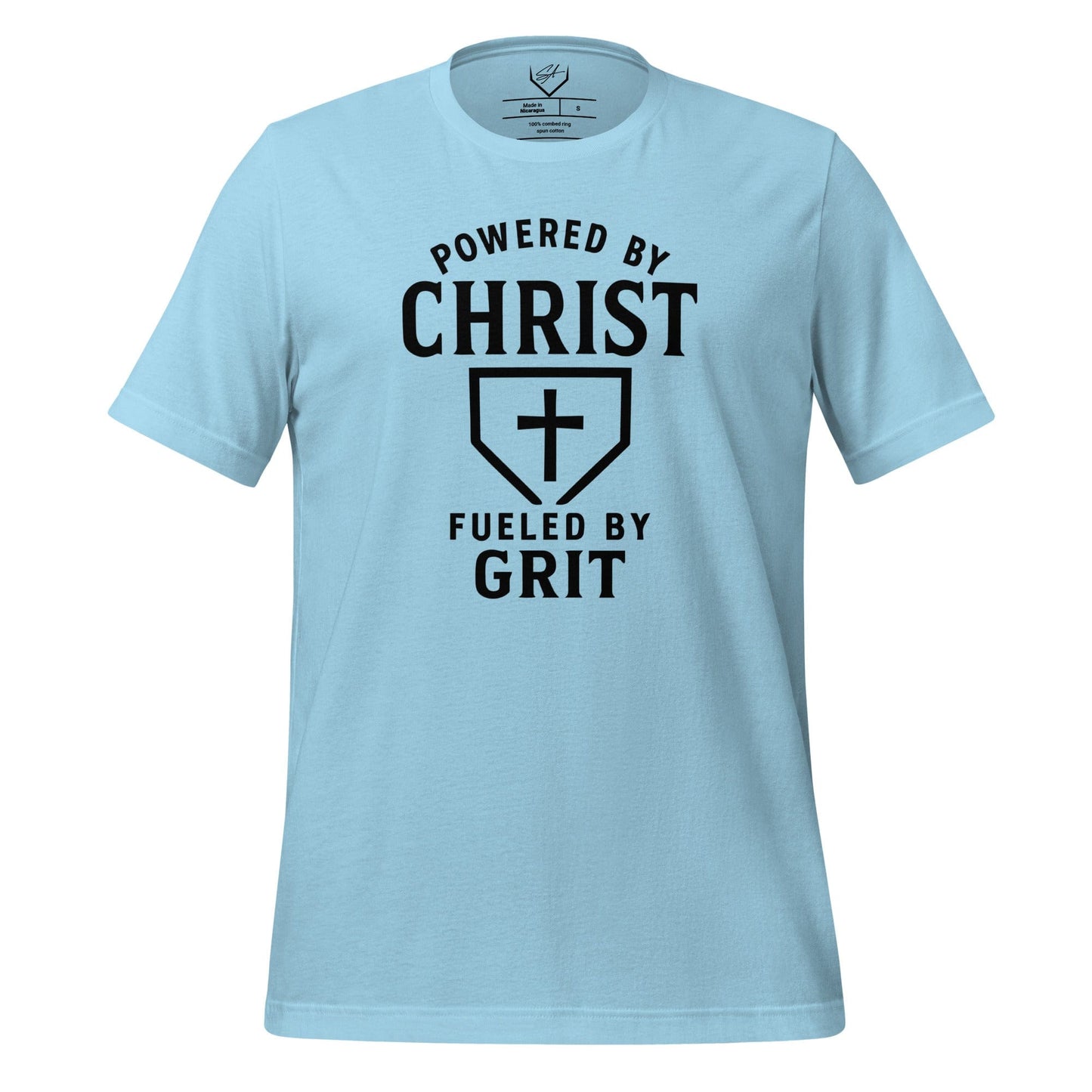 Powered By Christ, Fueled By Grit - Adult Tee - SA Apparel