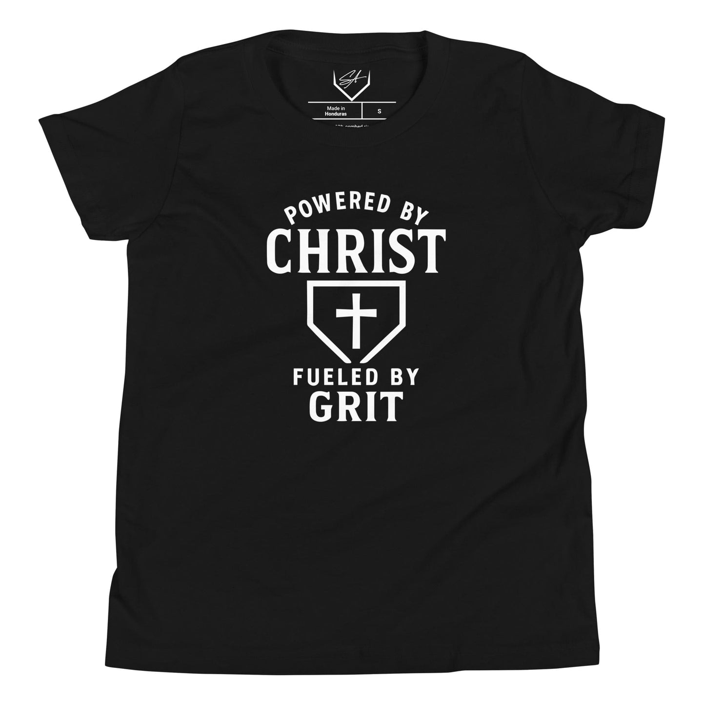 Powered By Christ, Fueled By Grit - Youth Tee - SA Apparel