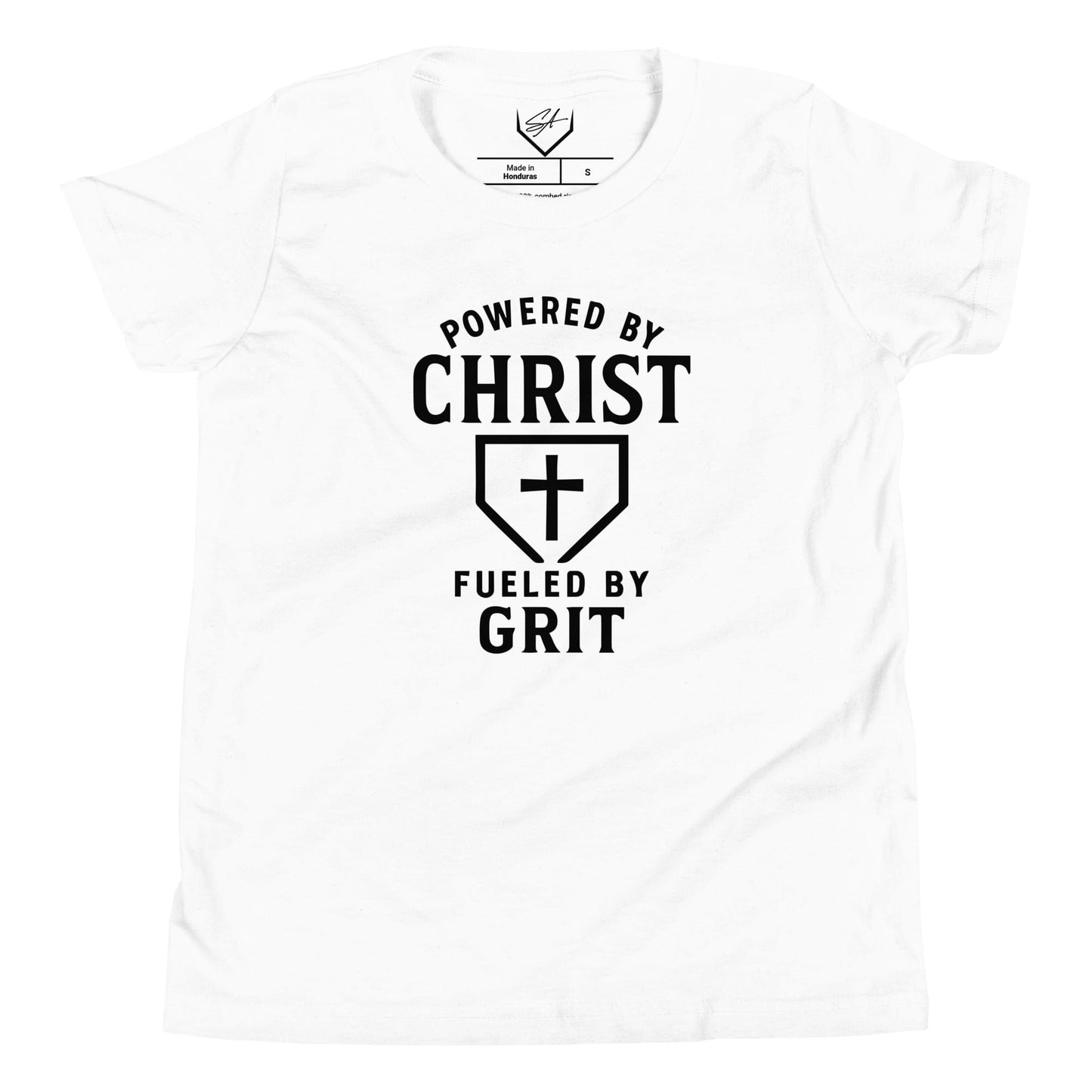 Powered By Christ, Fueled By Grit - Youth Tee - SA Apparel